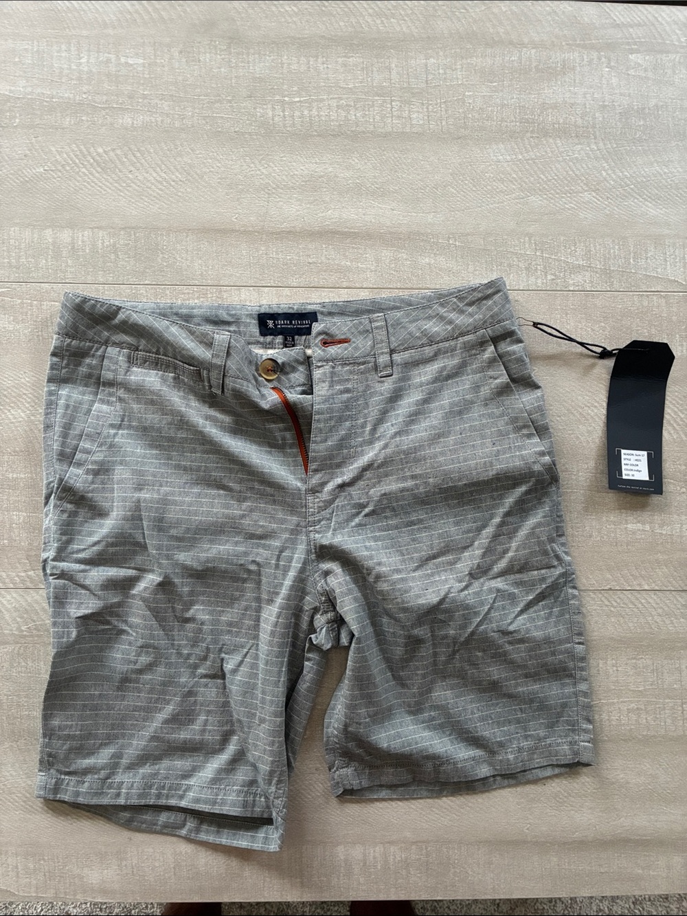 Men's Striped Gray Flat Front Shorts - Classic Casual